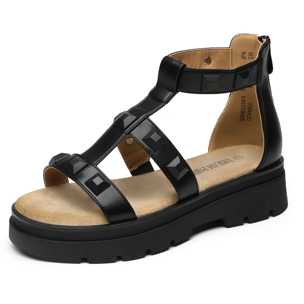 Rovets Ankle Strap Platform Sandals - BLACK PU -  0